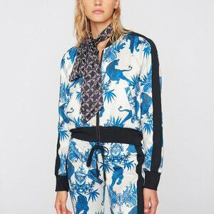 Pam & Gela F/19 Jagger Tiger-Print Neck Tie Cropped Track Jacket